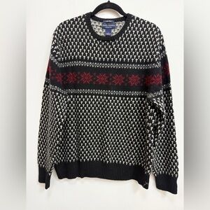 Daniel Cremieux Black and Red Snowflake Lambs wool Sweater